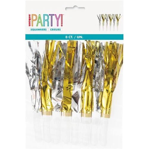 8ct Silver/Gold Squawkers Assorted - Party Supplies