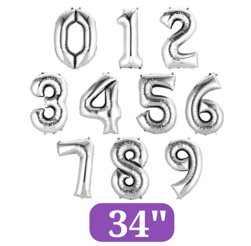 Silver Jumbo Number Balloons 34" - Zurchers