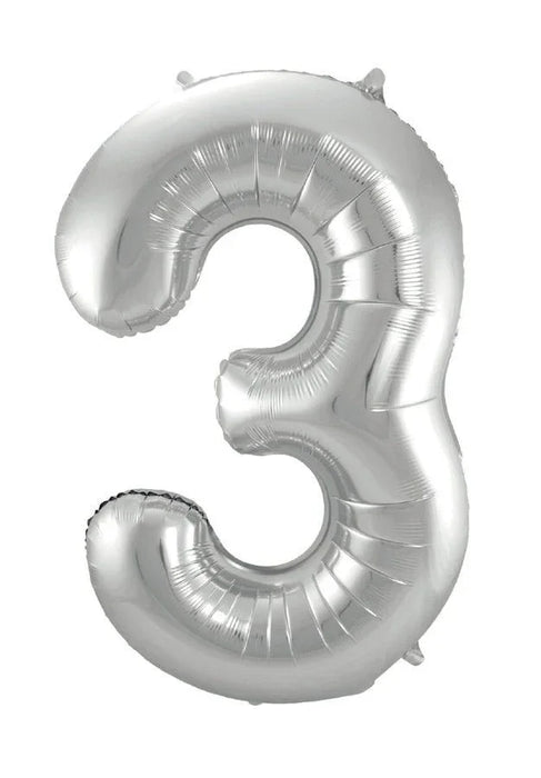 Air Filled Silver Number Balloons 16" | 1ct - Zurchers