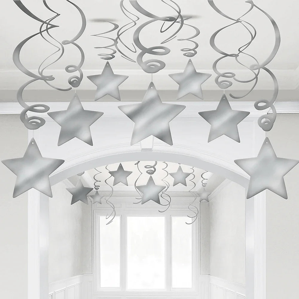 Silver Swirl Shooting Star Decorations | 30pcs - Zurchers