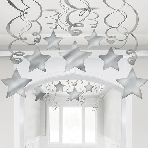 Silver Swirl Shooting Star Decorations | 30pcs - Zurchers