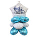 Balloon bouquet with 'Skylime Grizz' logo on a white background