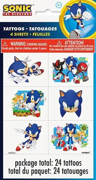 Sonic The Hedgehog Tattoos | 24 ct - Zurchers