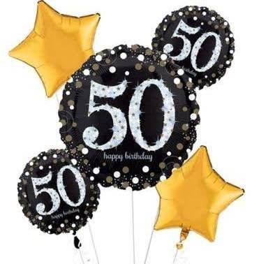 Sparkling 50 Balloon Bouquet | 5 pcs - Zurchers