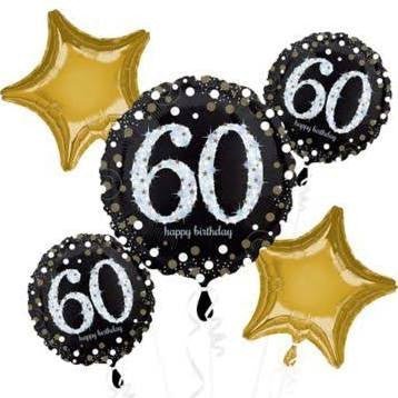 Sparkling 60 Balloon Bouquet | 5 pcs - Zurchers