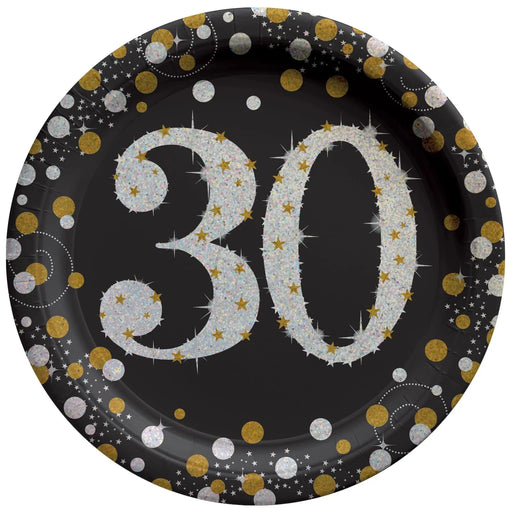 Sparkling Celebration "30" Round Plates, 7" | 8ct - Zurchers