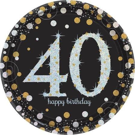 Sparkling Celebration 40th Birthday Paper Dessert Plates, 7'' | 8 ct - Zurchers