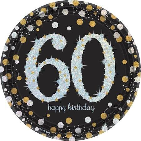 Sparkling Celebration 60th Birthday Paper Plates, 9'' | 8 ct - Zurchers