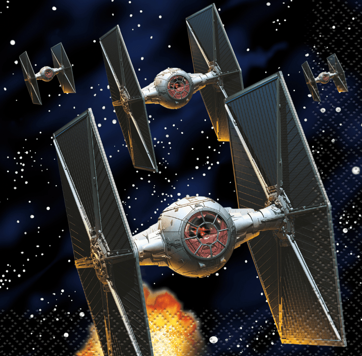 16ct beverage napkins : Star Wars TIE fighters in space with a starry background
