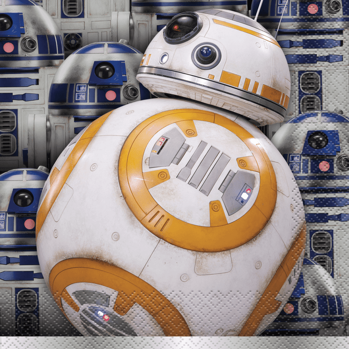 16ct Lunch Napkins : Close-up of BB-8 with R2-D2 from Star Wars as the patterned background 