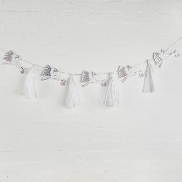 Stork & Tassel Baby Shower Garland | 1ct - Zurchers