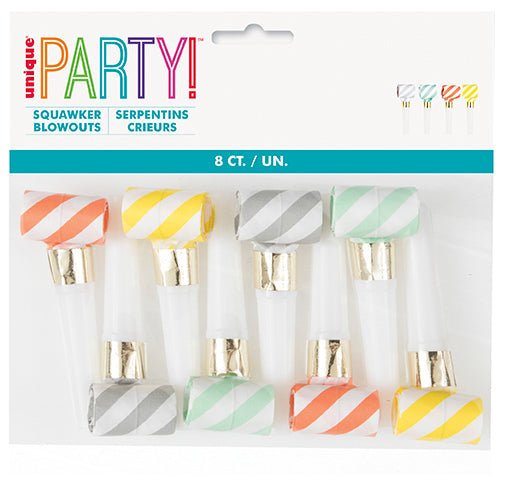 8ct Striped Squawker Blowout - Party Supplies