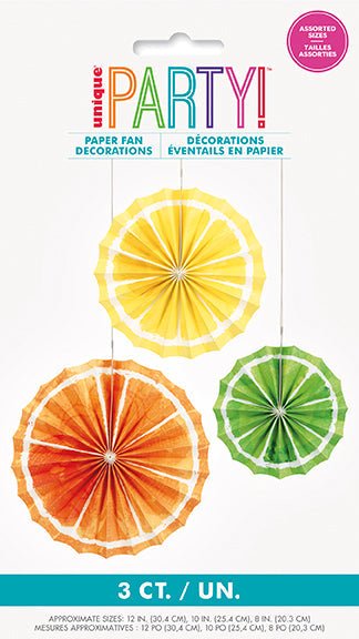Summer Citrus Paper Fans | 3ct