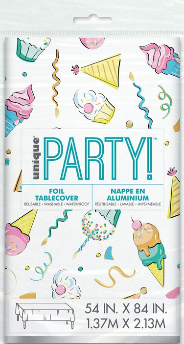 54x84in Tablecover Sweet Rainbow Birthday Foil