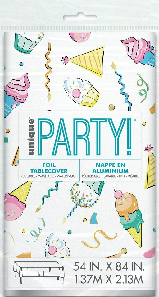 Sweet Rainbow Birthday Foil Accented Tablecover | 1ct