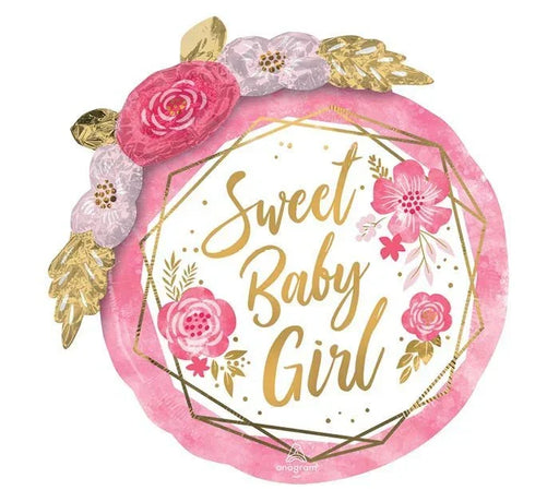 Sweet Baby Girl W/Flowers Supershape Mylar Balloon 27" | 1ct - Zurchers