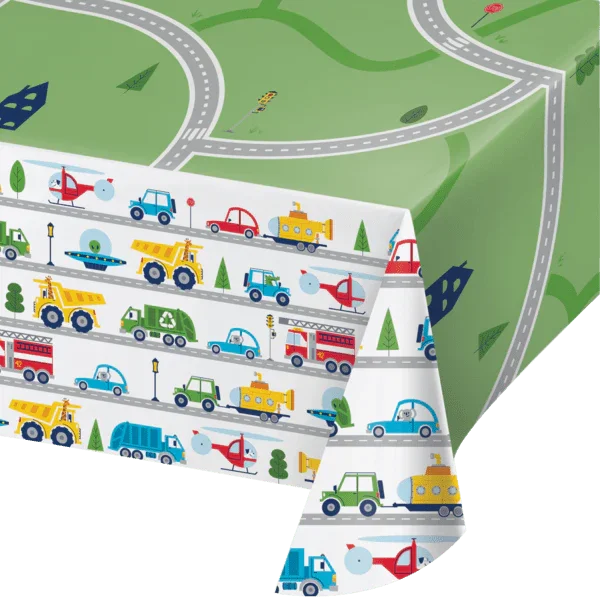 Transportation Time Paper Tablecover 54"x96" | 1 ct - Zurchers