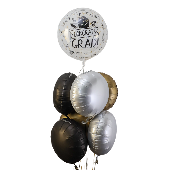 Graduation Clearly Sketched Grad Orbz Mylar Balloon Bouquet
