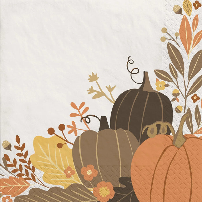 Thanksgiving Golden Autumn Dinner Napkins | 16 ct - Zurchers