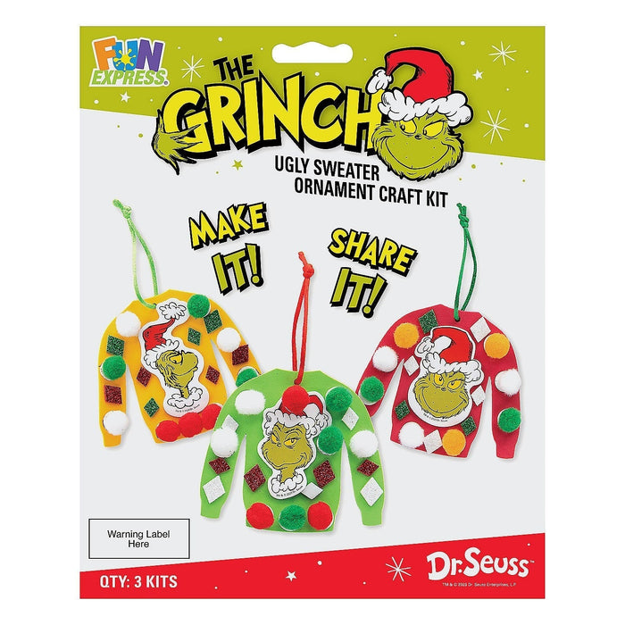 The Grinch Ugly Christmas Sweater Ornament Craft Kit Packs | 1 kit - Zurchers