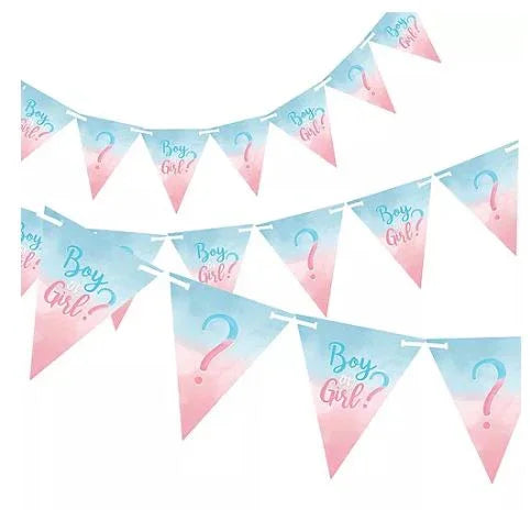 Boy or Girl? Gender Reveal Paper Pennant Banner, 15ft | 1ct - Zurchers