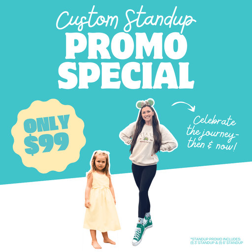 Then and Now Custom Standup Cutouts 6' & 3' | 2ct