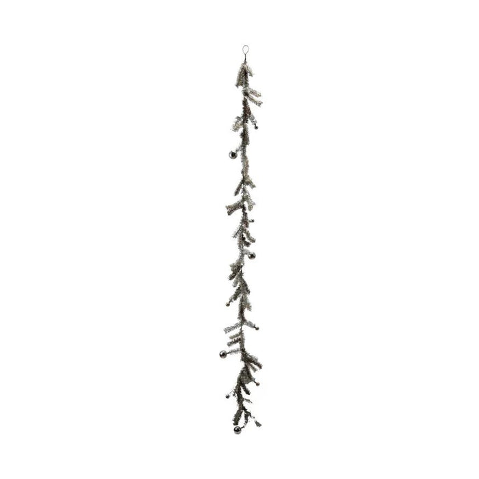 Tinsel Garland with Ball Ornaments, Antique Silver Finish | 1ct - Zurchers