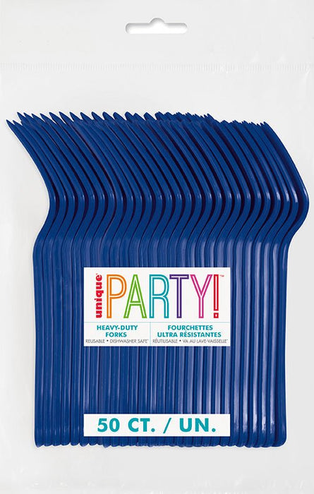 50ct Forks Tru Navy Premium - Party Supplies