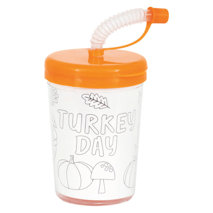 Turkey Day Coloring Cup with Straw – 12 oz | 1ct - Zurchers