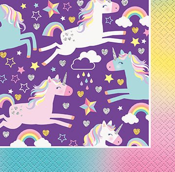16ct Beverage Napkins Unicorn - Party Supplies