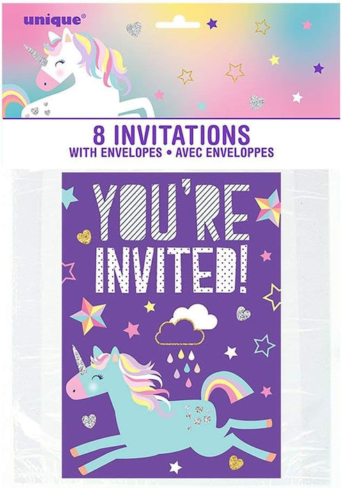 8ct Invitations Unicorn - Party Supplies