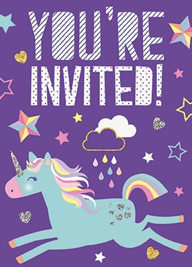 8ct Invitations Unicorn - Party Supplies