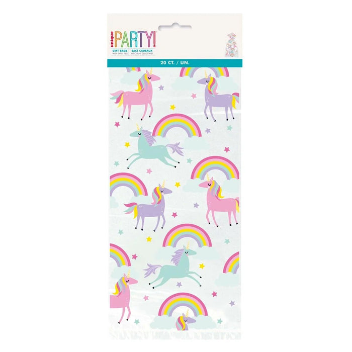 20ct Cello Bag Unicorn Rainbow - Party Supplies