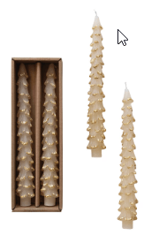 Unscented Tree Shaped Taper Candes in Box, Eggnog Color, Set of 2 | 1ct - Zurchers