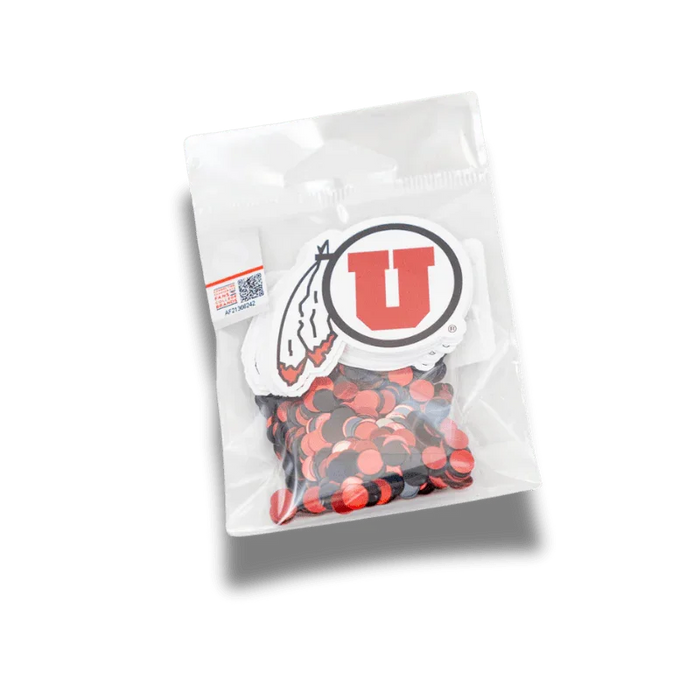 U of U U Feather Black - Red Deco - Fetti 2" | 24 ct - Zurchers