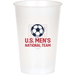 White U.S. Men’s National Team soccer plastic cup featuring a navy soccer ball graphic, red “U.S. Men’s National Team” lettering