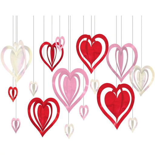 Valentine's 3d Foil Hearts Decoration Kit | 16pcs - Zurchers
