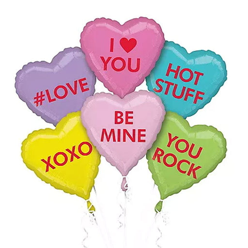 Valentine's Day Conversation Heart Balloon Bouquet | 6 pcs - Zurchers
