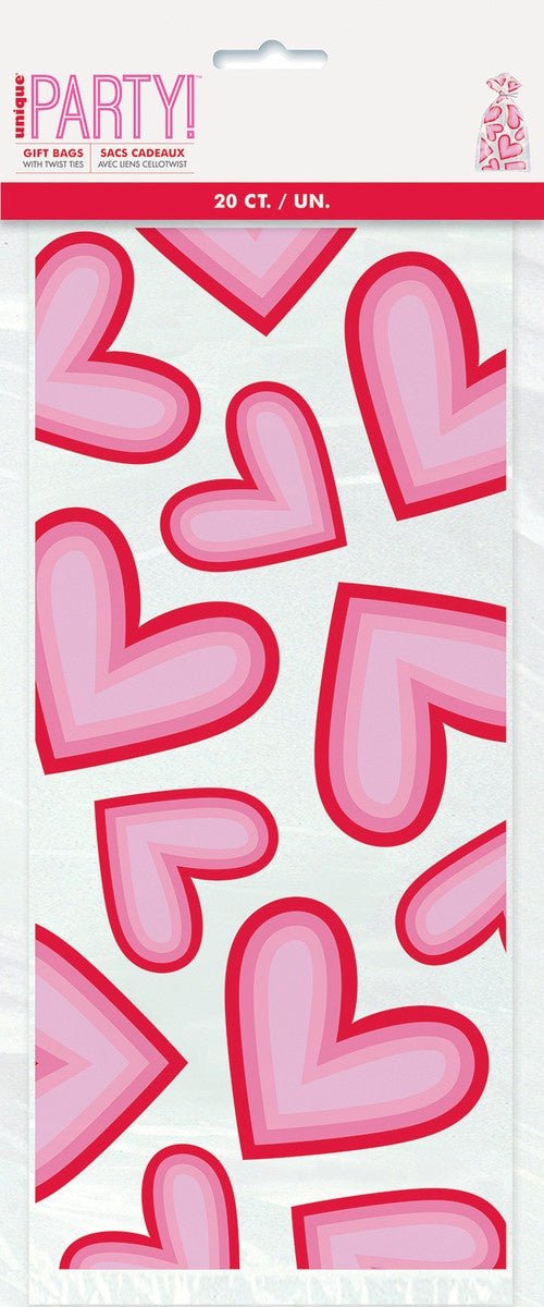 Valentine’s Day Retro Hearts Cello Bags 11" X 5" | 20ct - Zurchers
