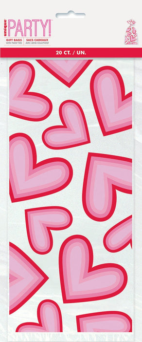 Valentine’s Day Retro Hearts Cello Bags 11" X 5" | 20ct