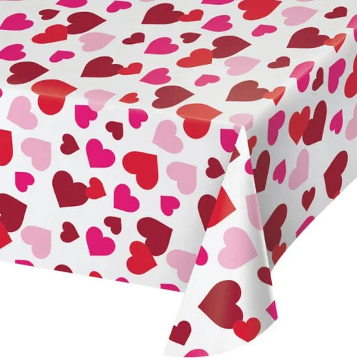 Valentines Hearts Plastic Tablecloth - Zurchers