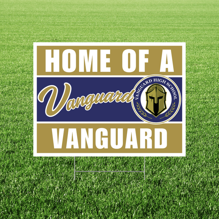 Vanguard High School yard sign on grass