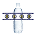 Clear water bottle with Vanguard High School labels on a white background