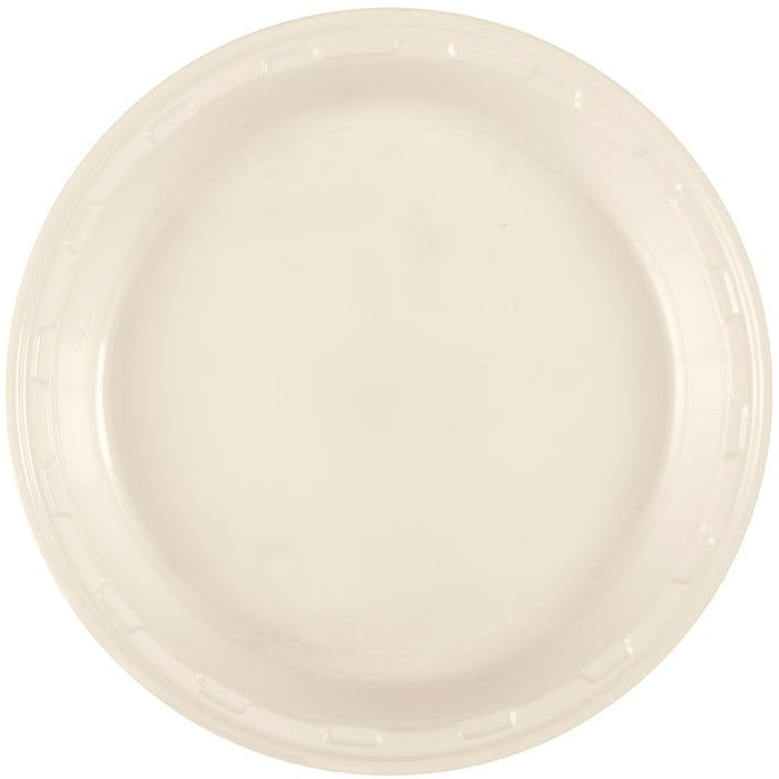 50ct 10in Plastic Plate Vanilla Cream - Party Supplies