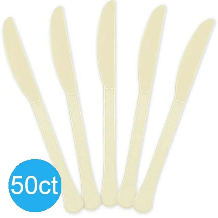 Vanilla Creme Heavy Duty Plastic Knives | 50ct - Zurchers