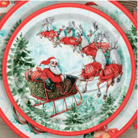 Vintage Santa Sleigh Christmas Paper Plates | 1ct - Zurchers