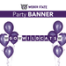 Party banner with purple balloons and 'Go Wildcats' text, featuring Weber State logo.