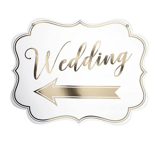 White & Gold Wedding Scroll Sign 18" | 1ct - Zurchers