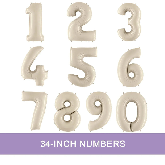 White Sand Jumbo Number Balloons 34" | 1 ct - Zurchers