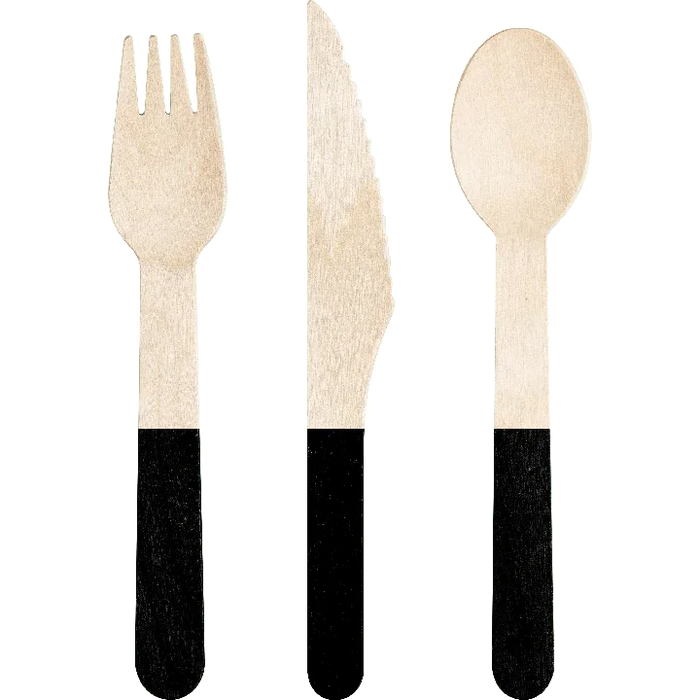 Wood Assorted Black Cutlery 6.5" | 24 ct - Zurchers